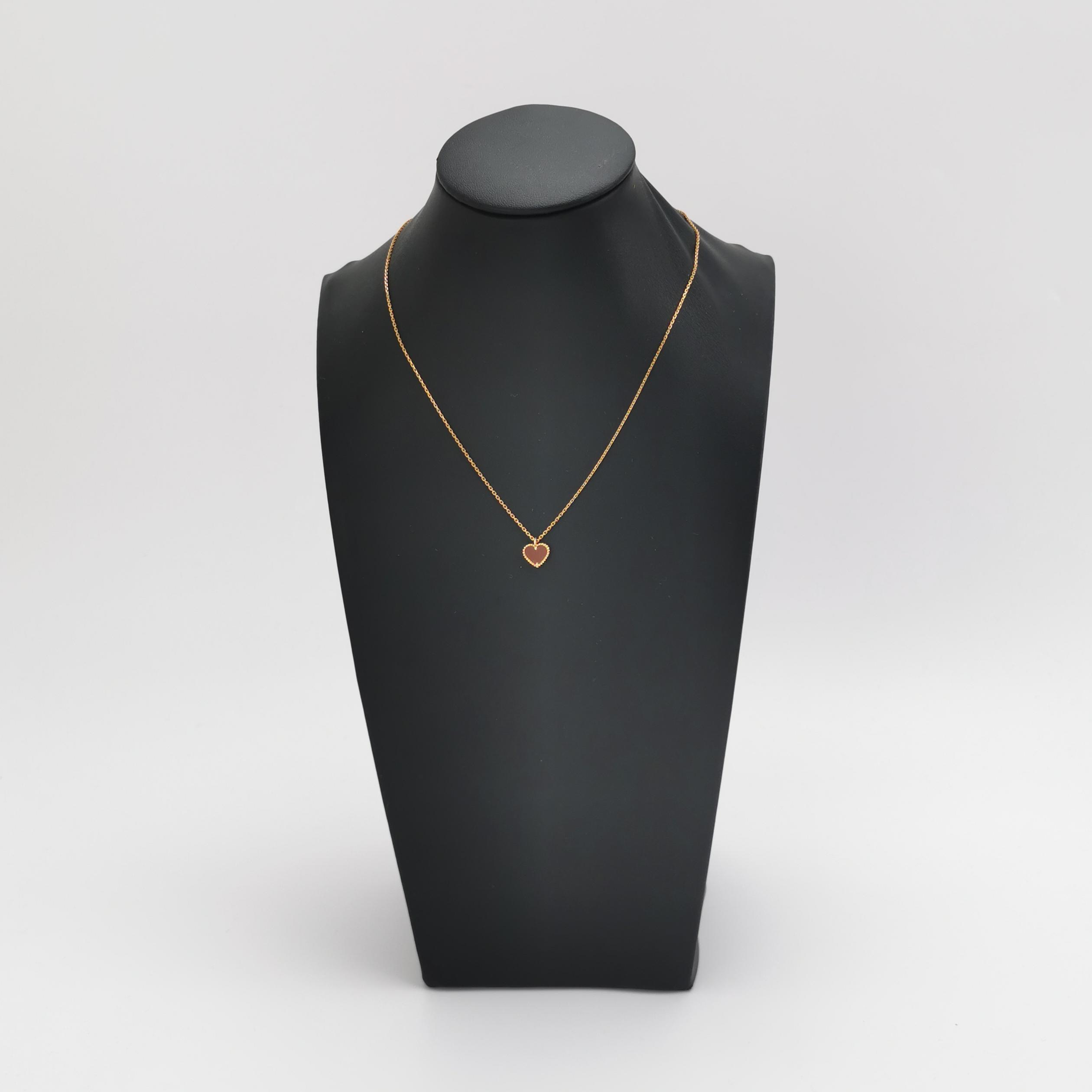 Van Cleef & Arpels Sweet Alhambra Heart Pendant Necklace 18K Rose Gold and Carnelian — photo 2 of 7