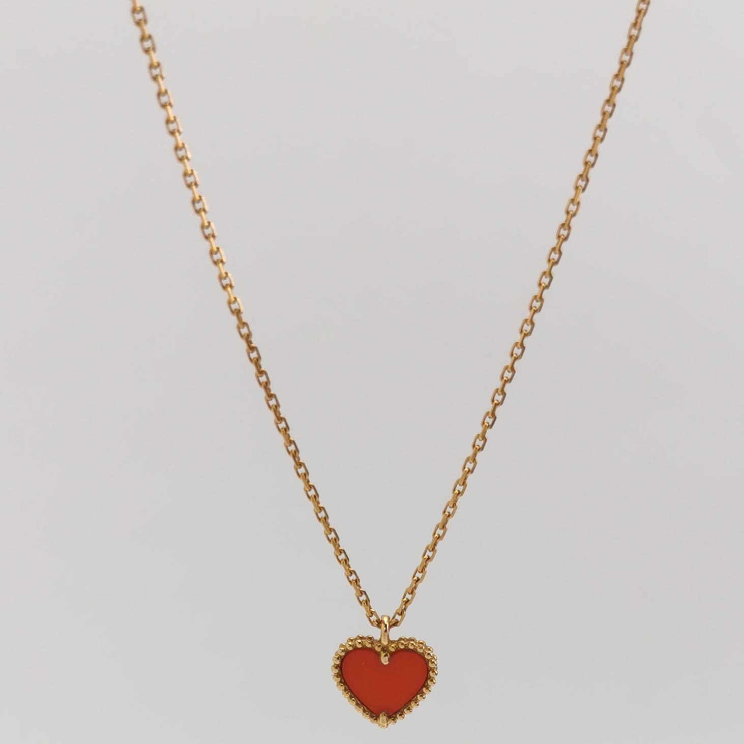 Van Cleef & Arpels Sweet Alhambra Heart Pendant Necklace 18K Rose Gold and Carnelian — photo 3 of 7