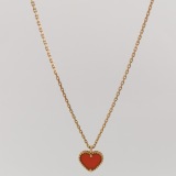 Van Cleef & Arpels Sweet Alhambra Heart Pendant Necklace 18K Rose Gold and Carnelian — thumbnail 3
