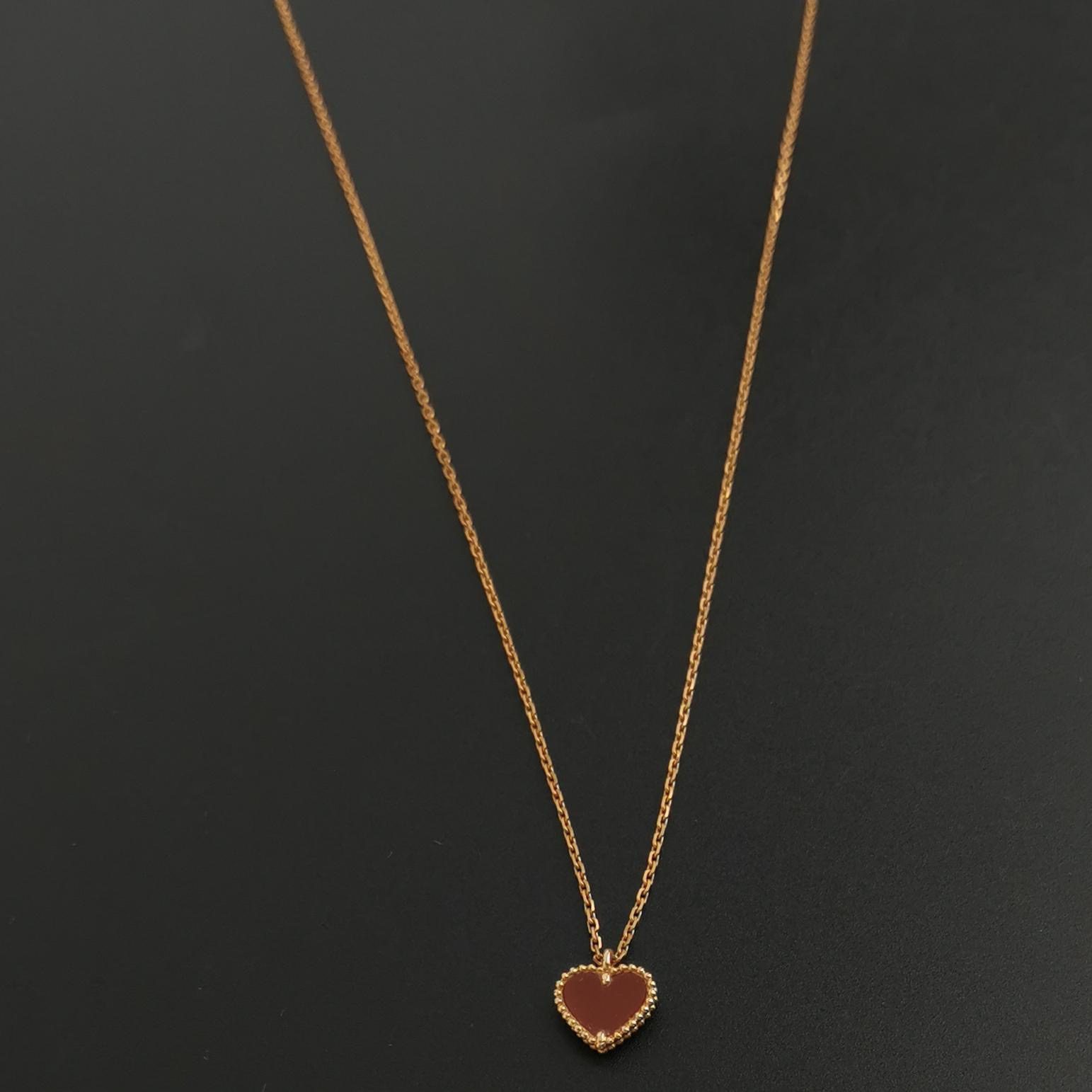 Van Cleef & Arpels Sweet Alhambra Heart Pendant Necklace 18K Rose Gold and Carnelian — photo 4 of 7