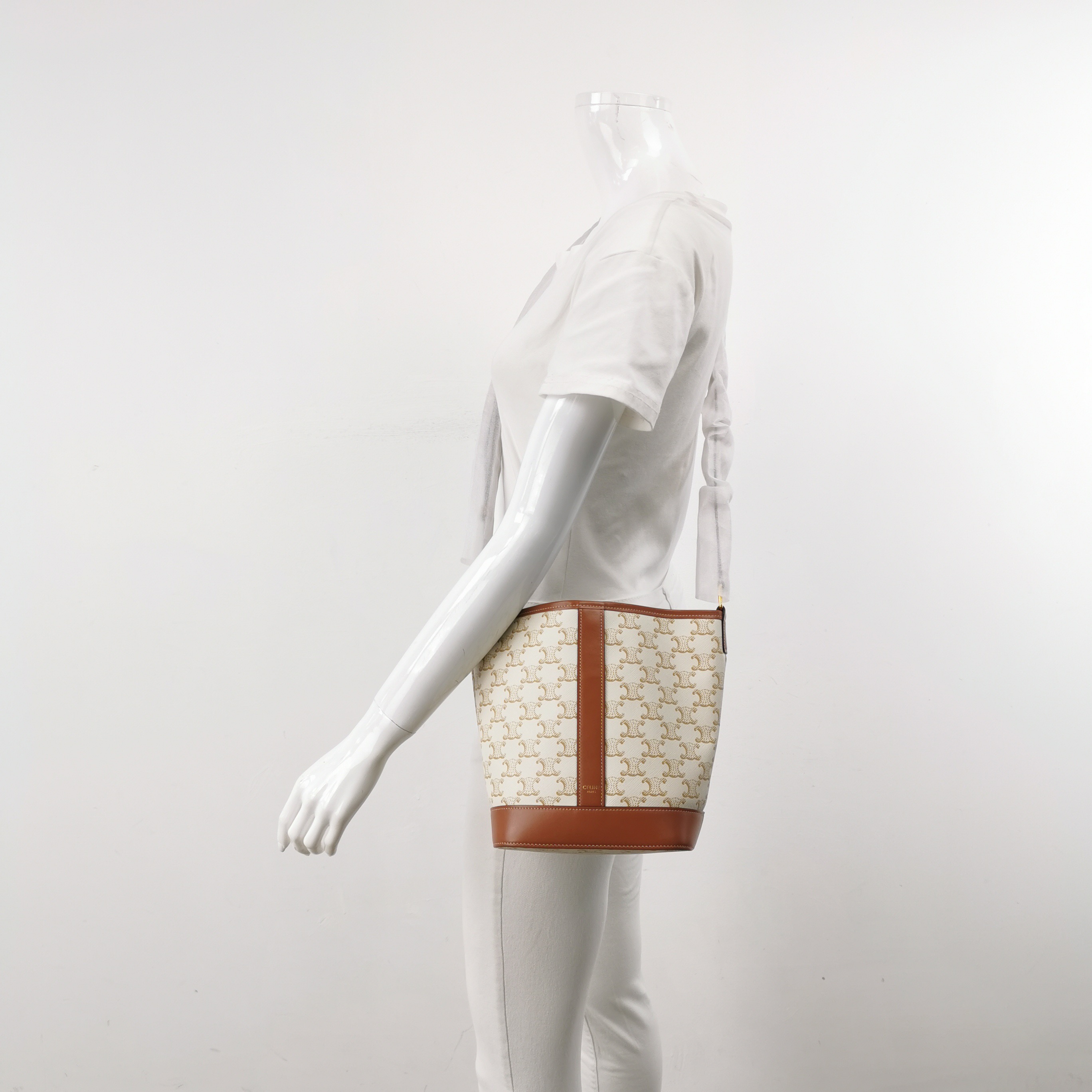 Celine Bucket Bag Triomphe Coated Canvas Small — alternate view