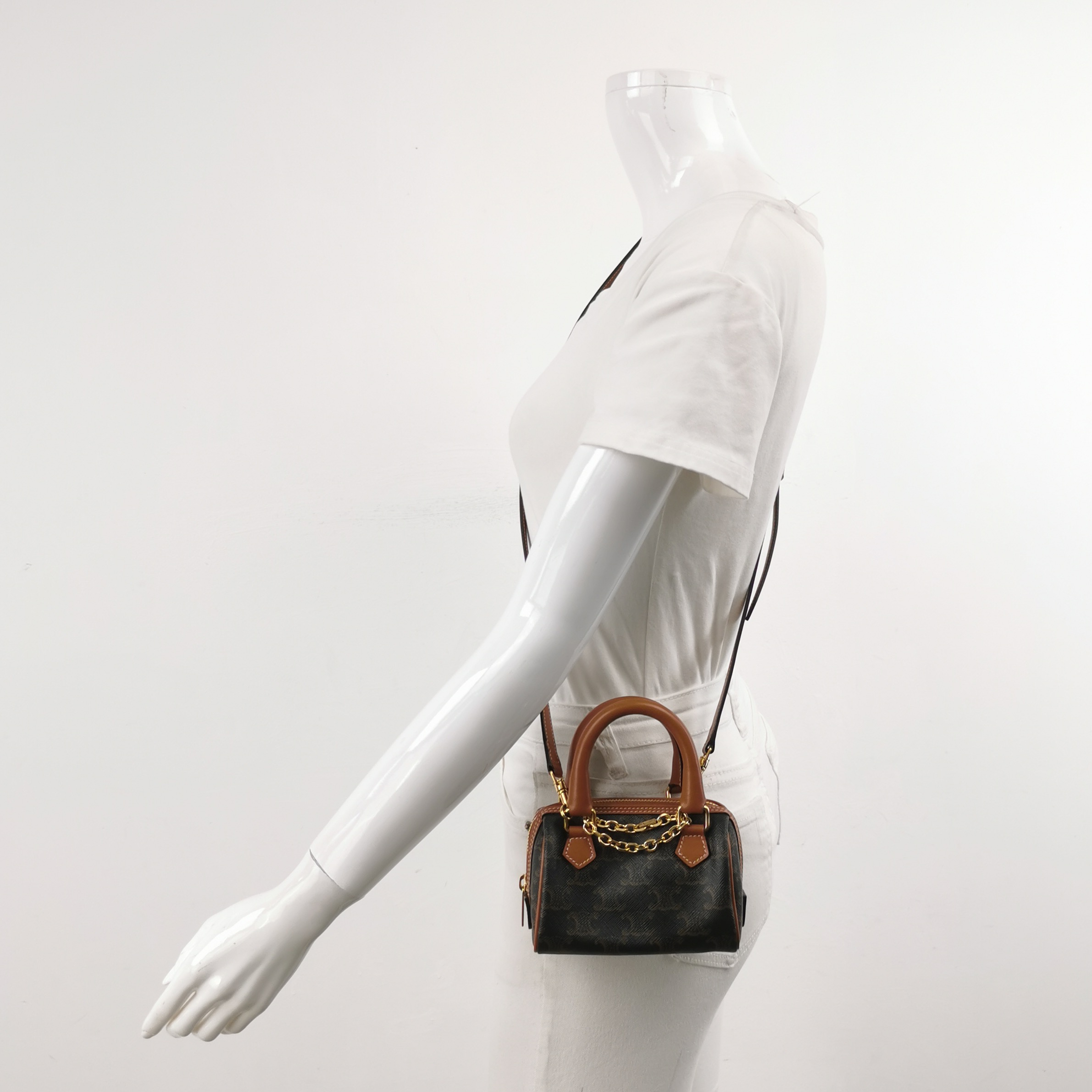 Celine Boston Bag Triomphe Coated Canvas Mini — alternate view