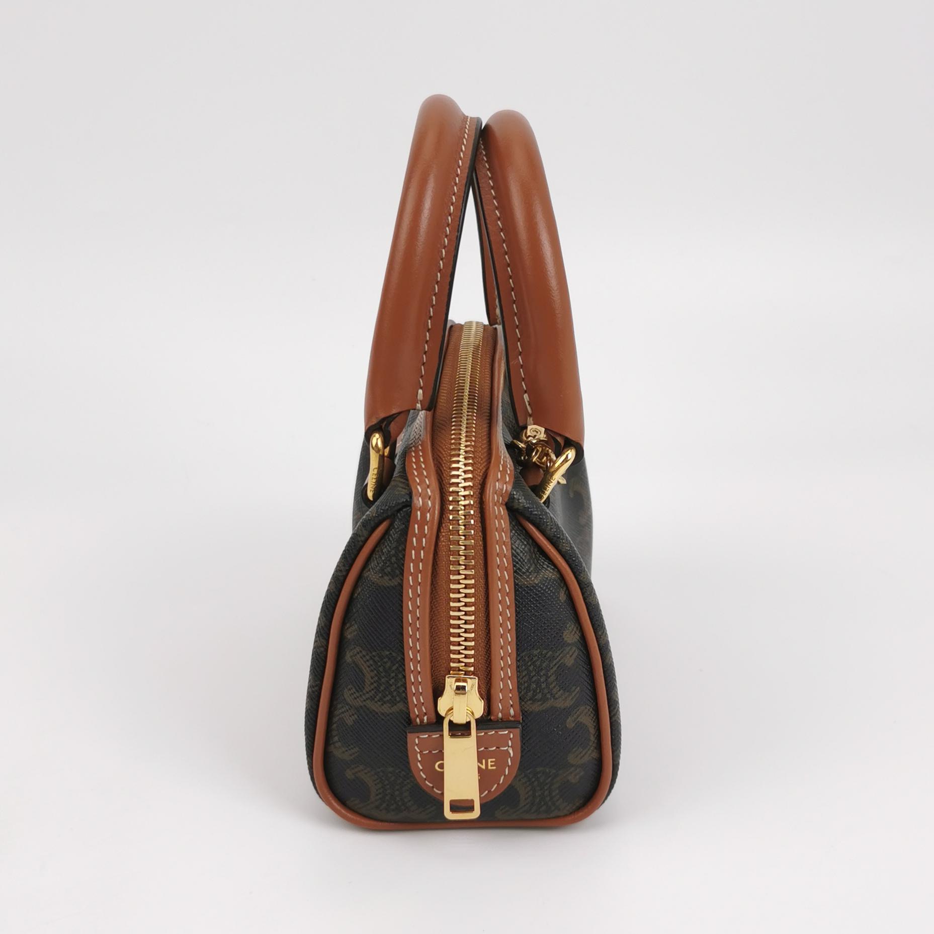 Celine Boston Bag Triomphe Coated Canvas Mini — photo 4 of 11