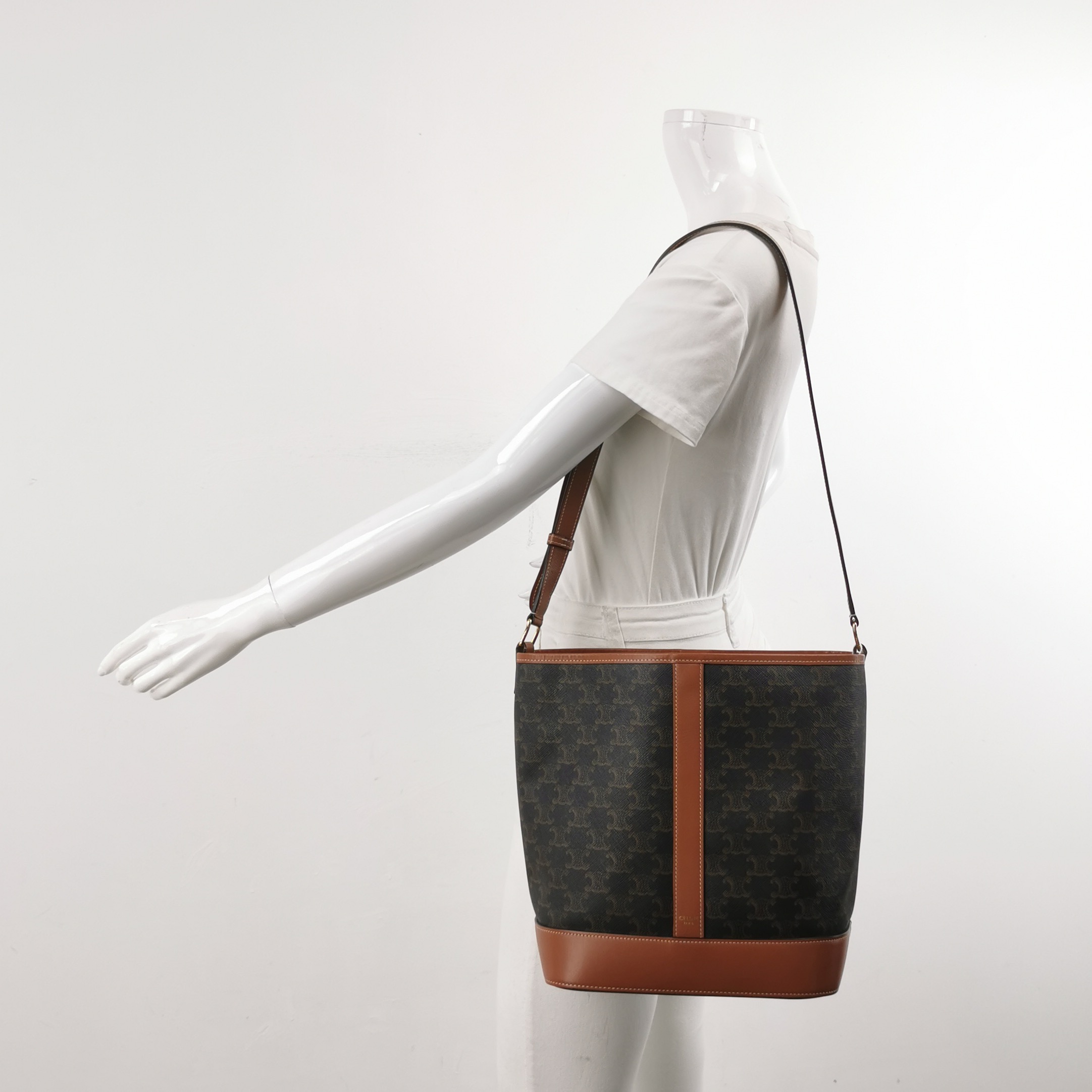 Celine Bucket Bag Triomphe Coated Canvas Medium — alternate view