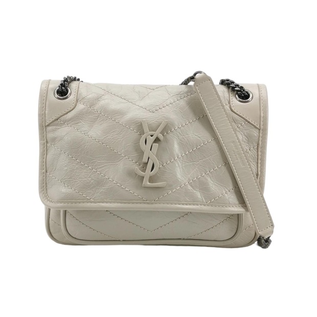 Saint Laurent(YSL) Niki Chain Flap Bag Matelasse Chevron Leather Small — pre-owned, Vierlot