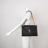 Saint Laurent(YSL) Classic Monogram Envelope Satchel Matelasse Chevron Leather Large — thumbnail 2