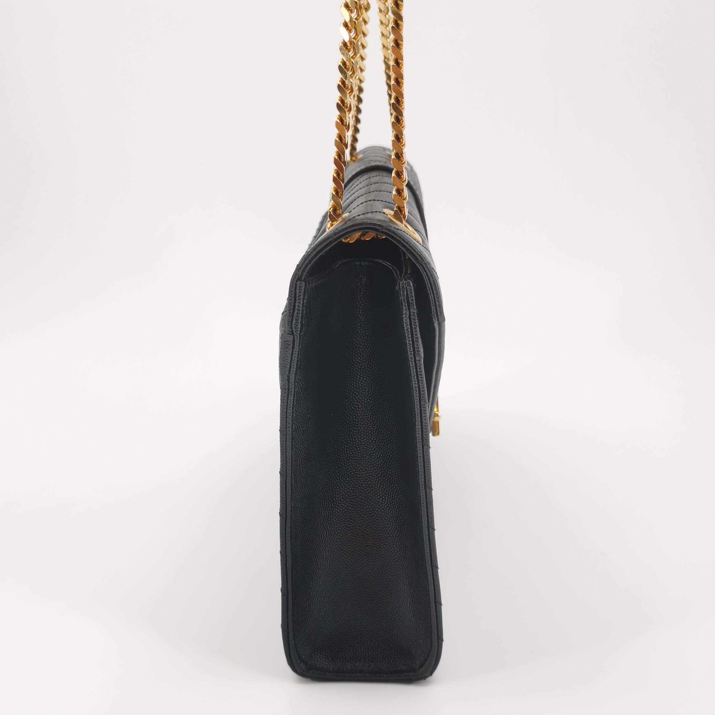 Saint Laurent(YSL) Classic Monogram Envelope Satchel Matelasse Chevron Leather Large