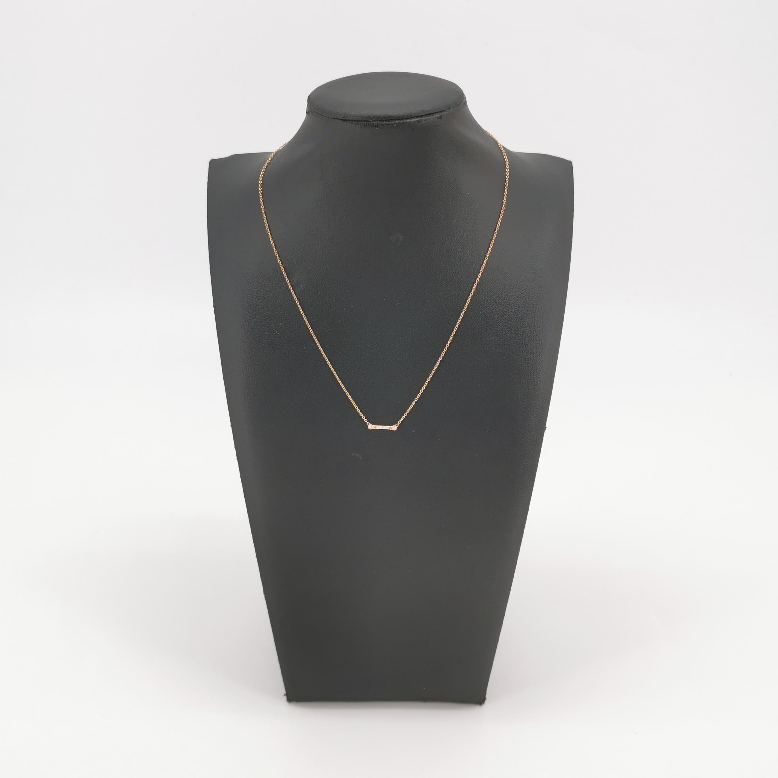 Tiffany & Co. Fleur de Lis Key Bar Pendant Necklace 18K Rose Gold and Diamonds — alternate view