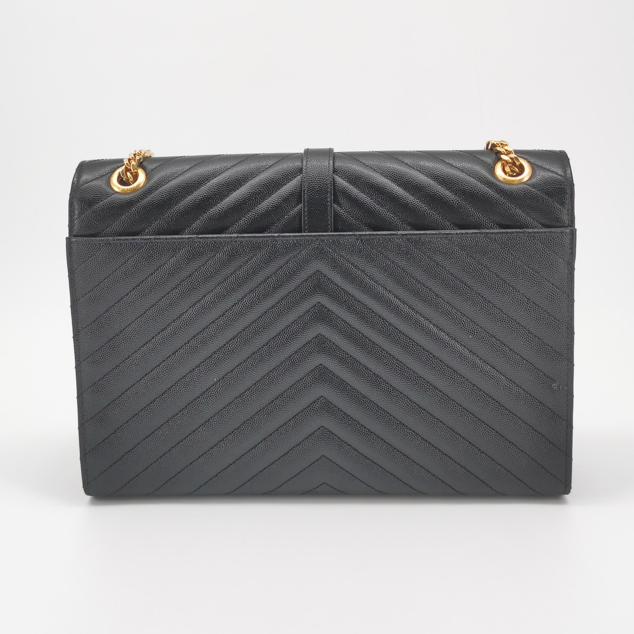 Saint Laurent(YSL) Classic Monogram Envelope Satchel Matelasse Chevron Leather Large