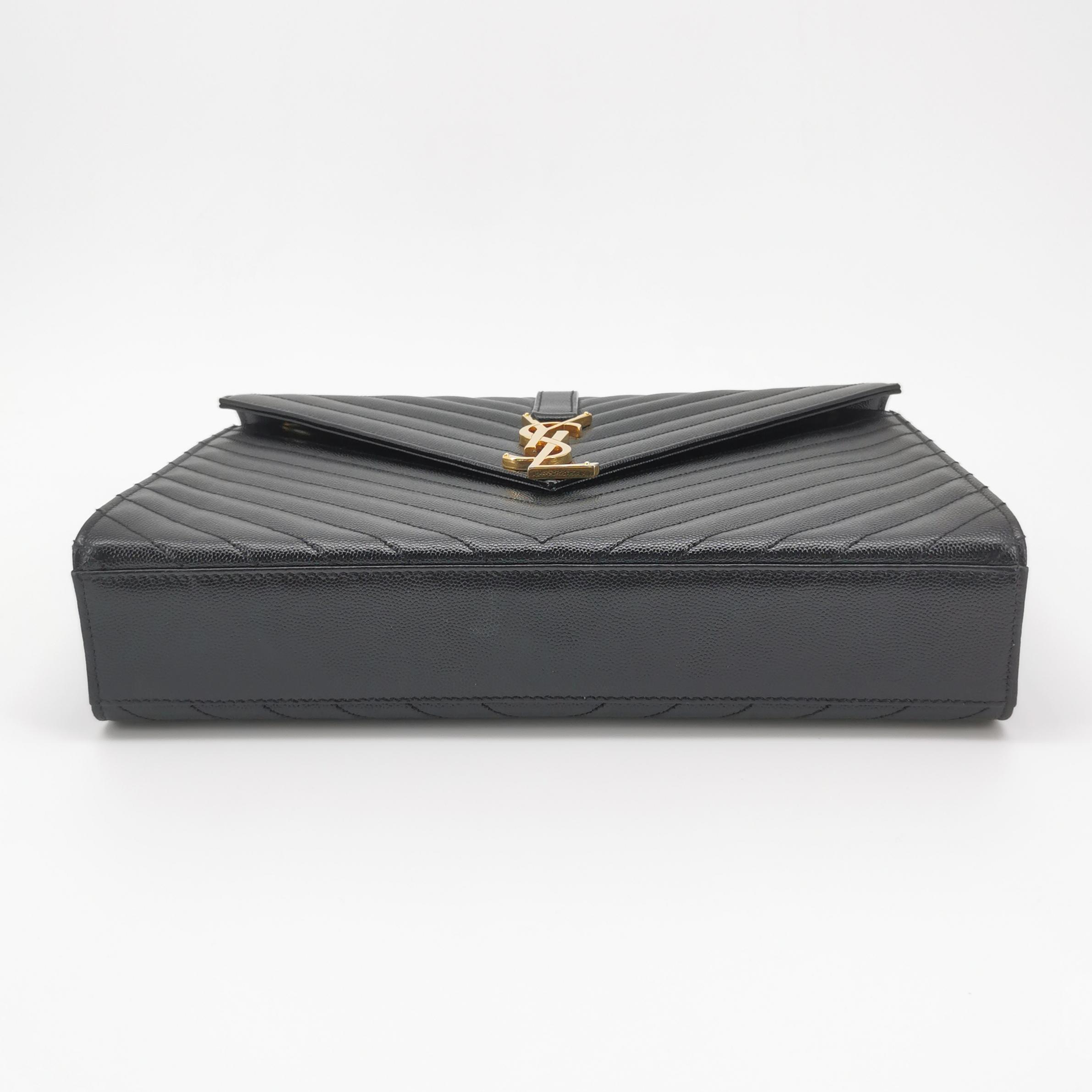 Saint Laurent(YSL) Classic Monogram Envelope Satchel Matelasse Chevron Leather Large