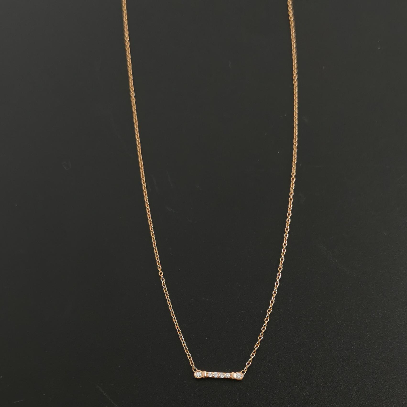 Tiffany & Co. Fleur de Lis Key Bar Pendant Necklace 18K Rose Gold and Diamonds — photo 4 of 7