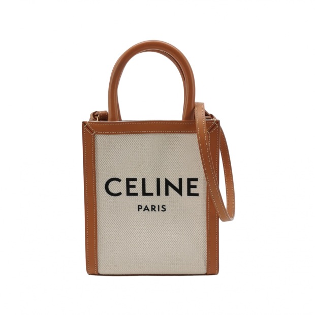 Celine Vertical Cabas Tote Canvas with Leather Mini — pre-owned, Vierlot