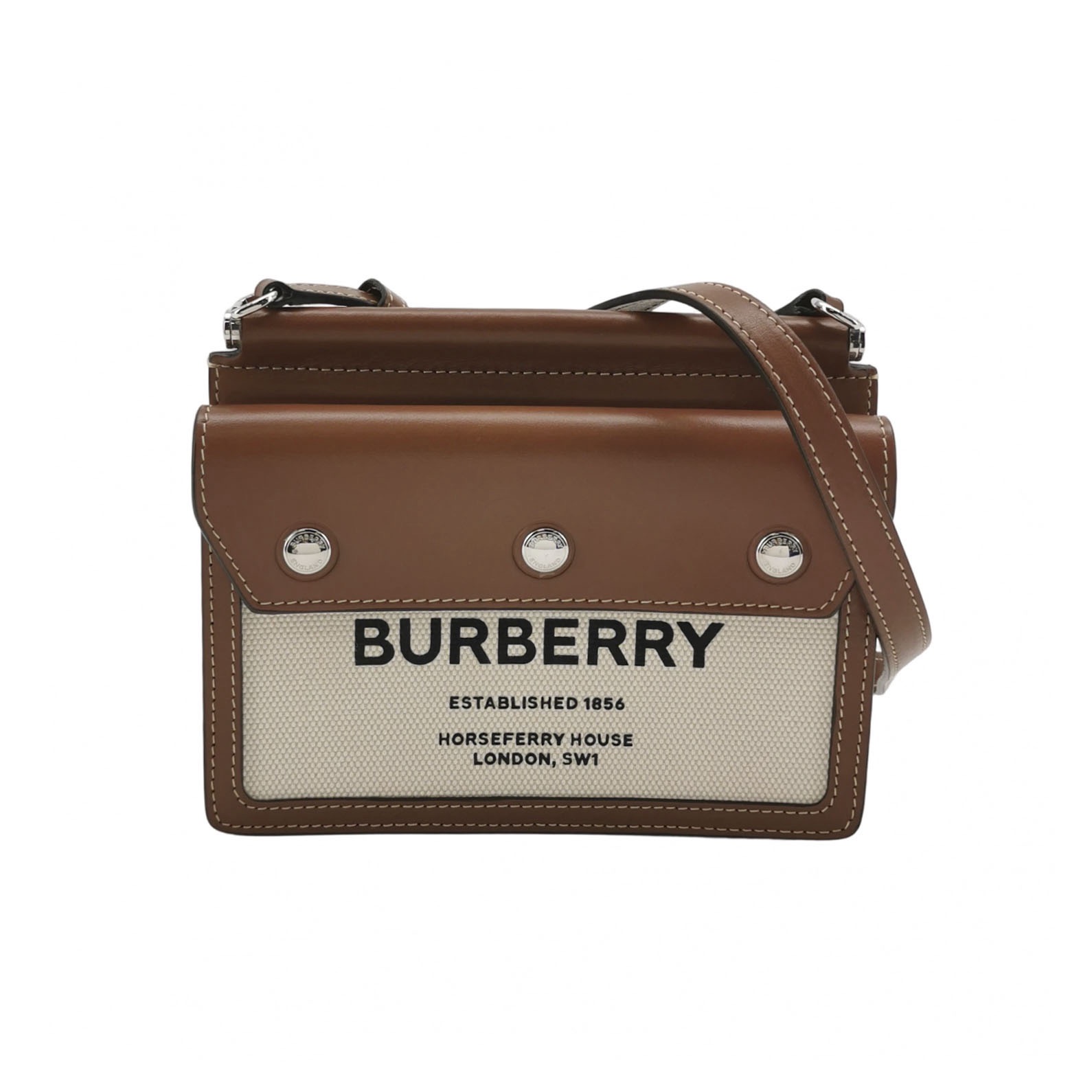 Burberry Logo Title Pocket Crossbody Bag Canvas and Leather Mini — photo 1 of 15