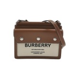 Burberry Logo Title Pocket Crossbody Bag Canvas and Leather Mini — thumbnail 1