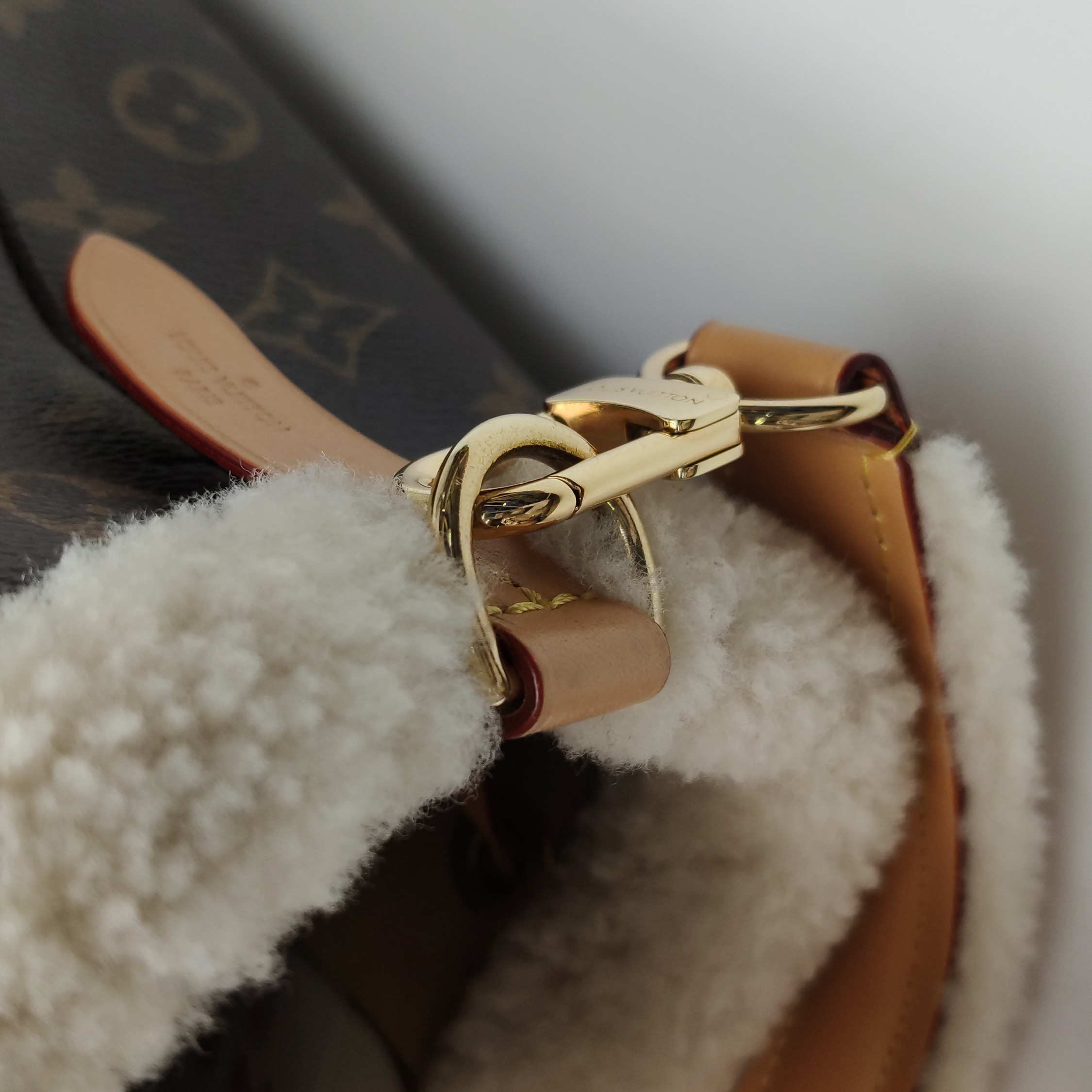 Louis Vuitton(LV) NeoNoe Handbag Monogram Canvas with Shearling BB — photo 10 of 13