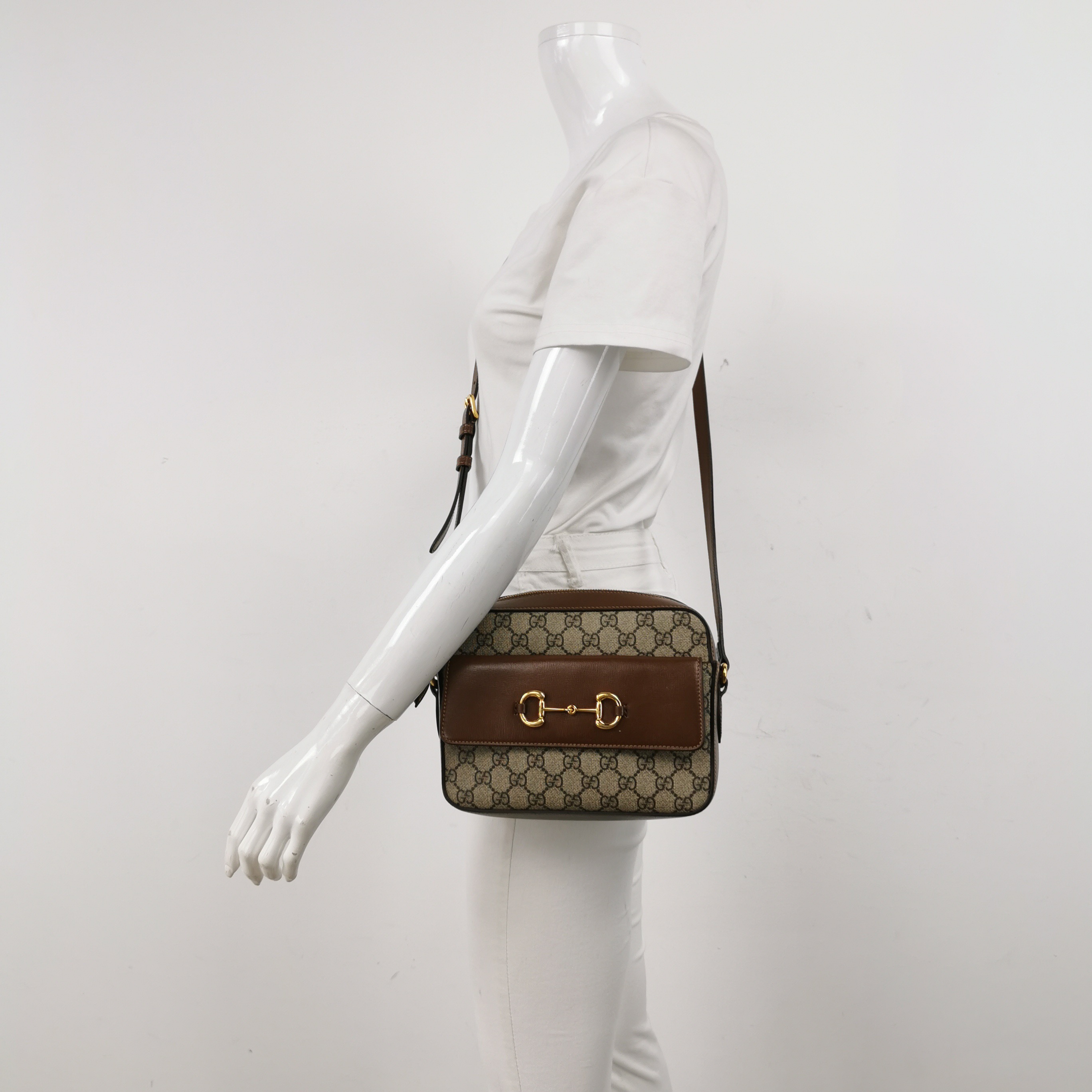 Gucci Horsebit 1955 Flap Pocket Camera Bag GG Coated Canvas and Leather Small — alternate view