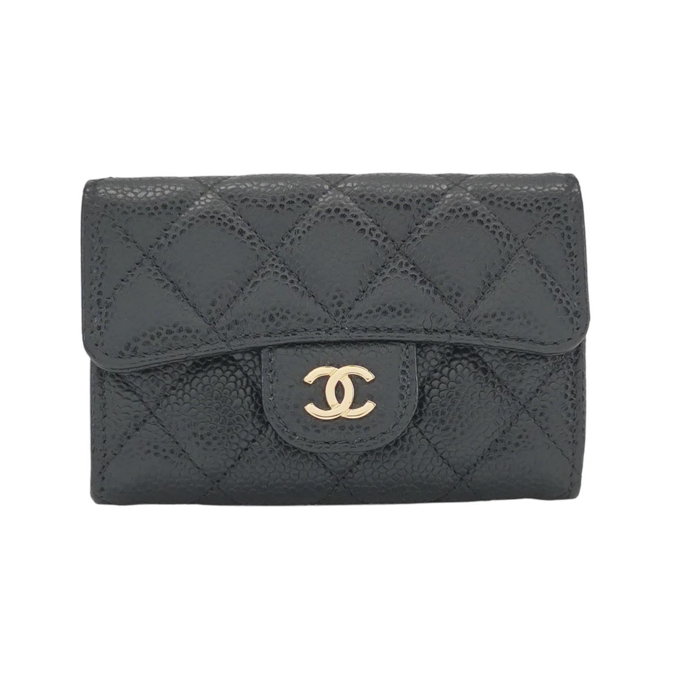 Chanel CC Gusset Classic Flap Wallet Quilted Caviar Long — photo 1 of 11