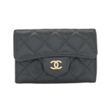 Chanel CC Gusset Classic Flap Wallet Quilted Caviar Long — thumbnail 1