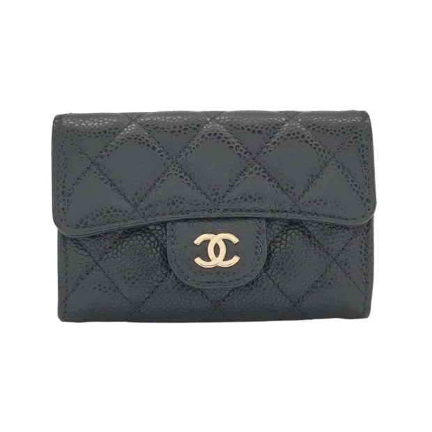 Chanel CC Gusset Classic Flap Wallet Quilted Caviar Long — pre-owned, Vierlot