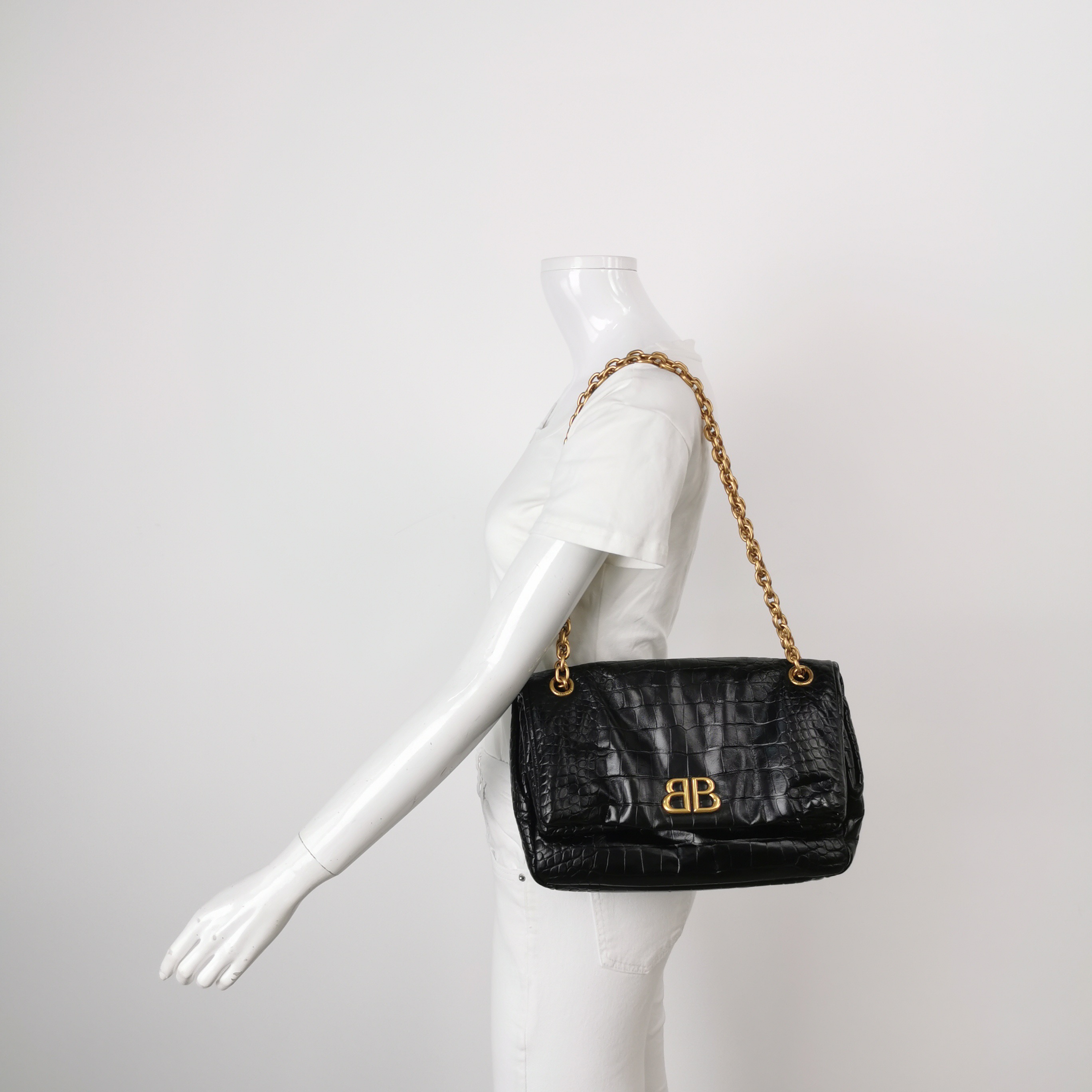 Balenciaga Monaco Chain Flap Shoulder Bag Leather Small — alternate view