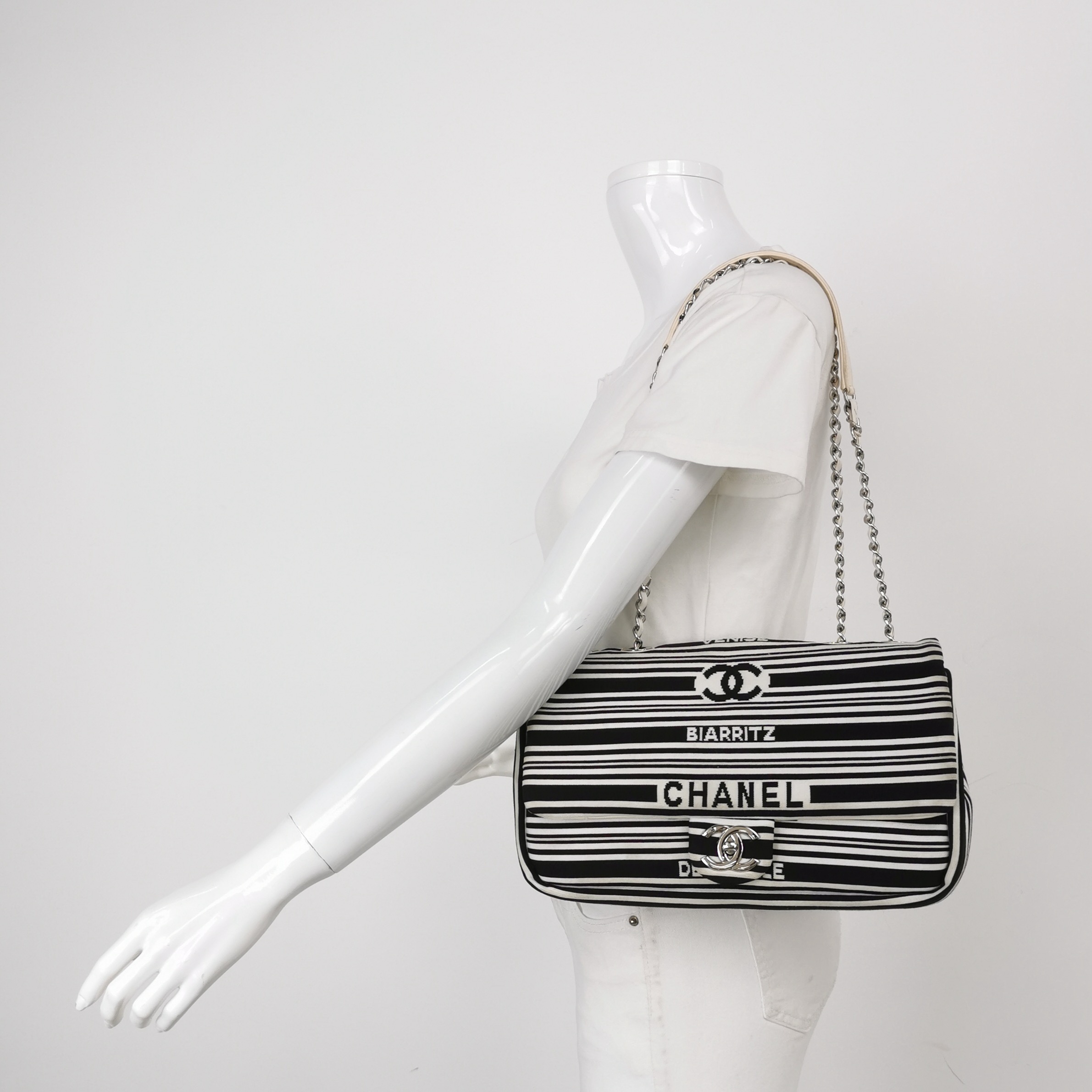 Chanel Flap Bag Black Canvas Shoulder Bag — alternate view