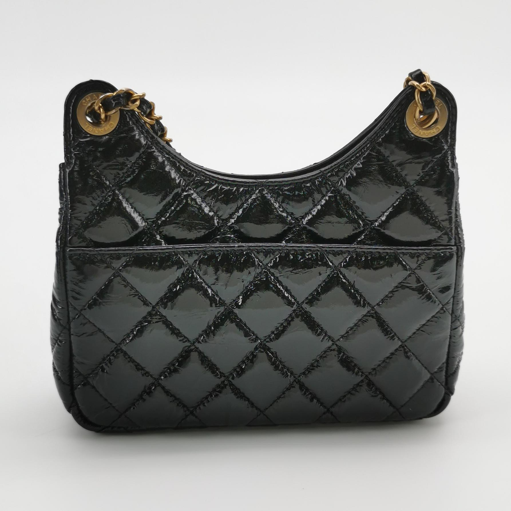 Chanel Gabrielle Matelassé Small Hobo Bag Shiny Black Shoulder Bag — photo 5 of 20