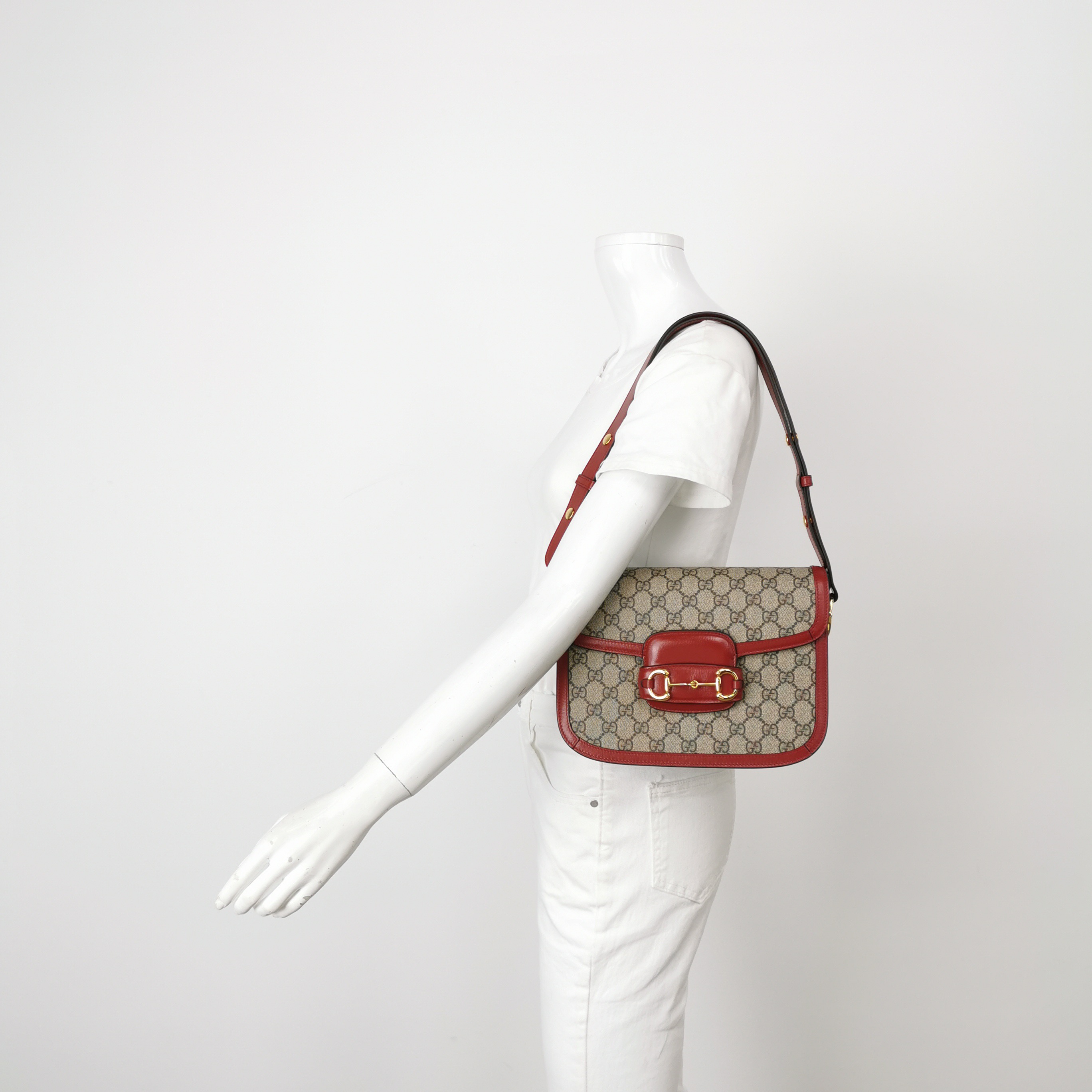 Gucci Horsebit 1955 Shoulder Bag GG Coated Canvas with Leather Small — alternate view