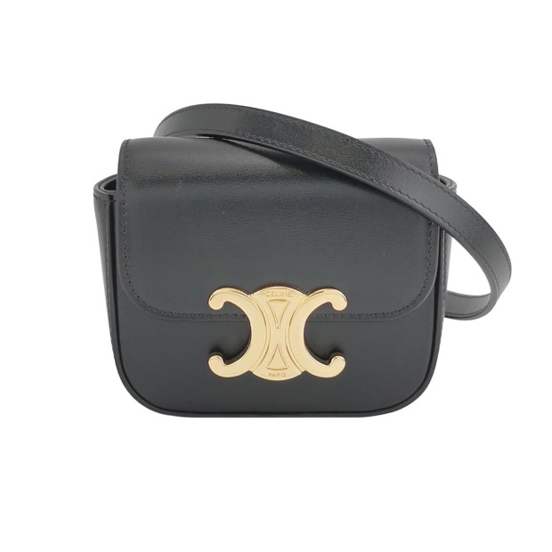 Celine Triomphe Shoulder Bag Smooth Calfskin Mini — pre-owned, Vierlot