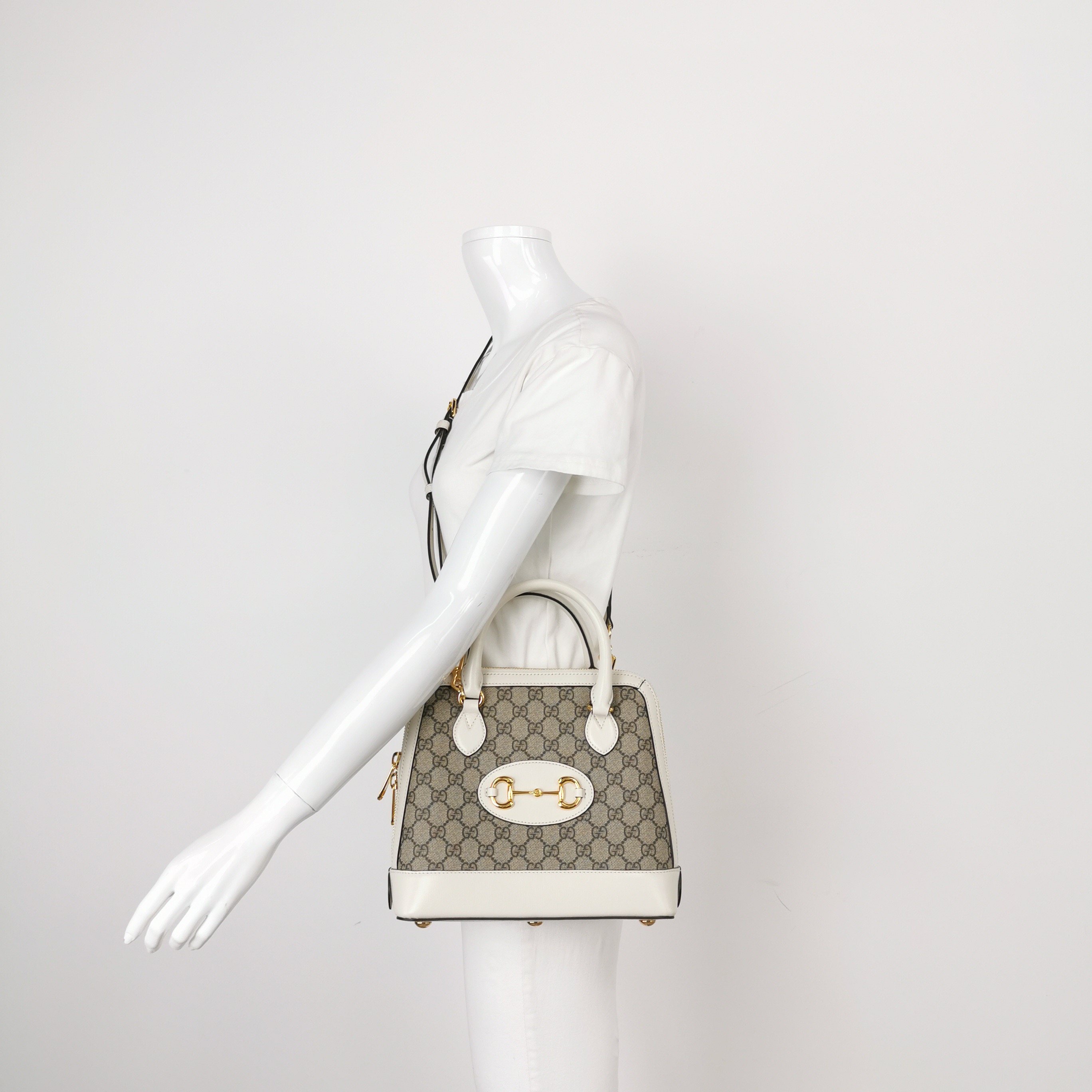 Gucci Horsebit 1955 Top Handle Bag GG Coated Canvas with Leather Small — alternate view