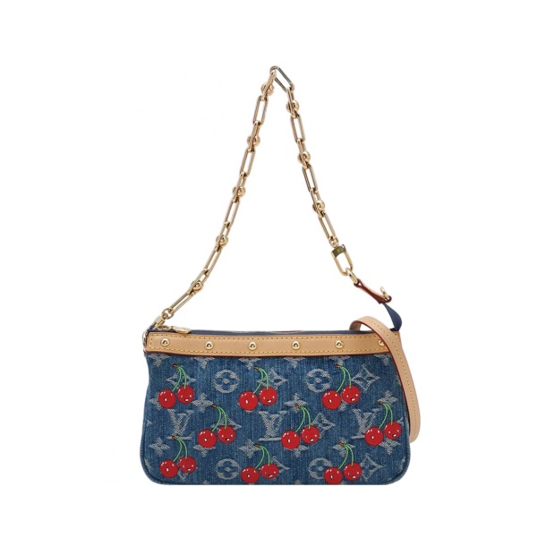 Louis Vuitton(LV) x Takashi Murakami Chain Pochette Accessoires NM Limited Edition Monogram Cerises Denim — pre-owned, Vierlot