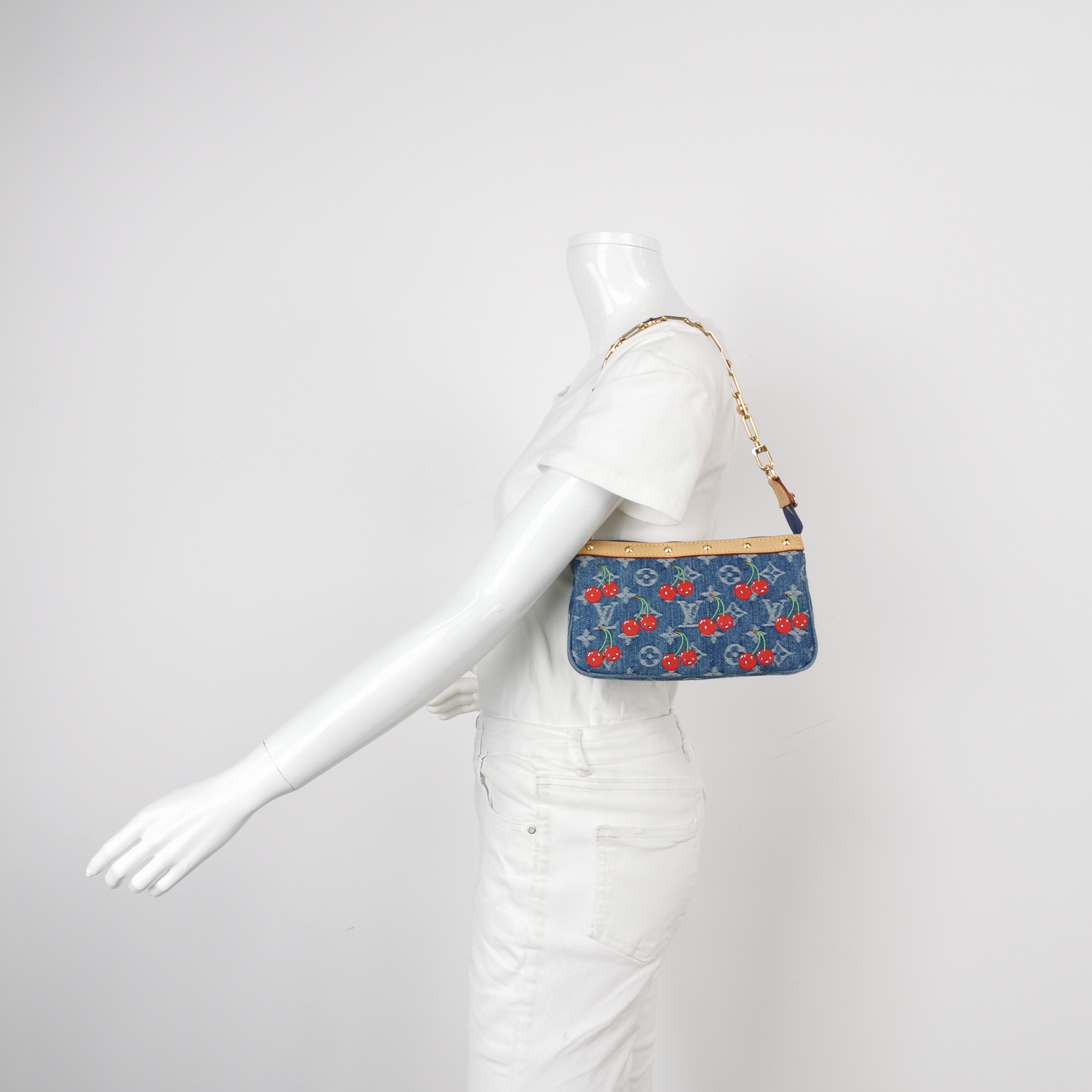 Louis Vuitton(LV) x Takashi Murakami Chain Pochette Accessoires NM Limited Edition Monogram Cerises Denim — alternate view