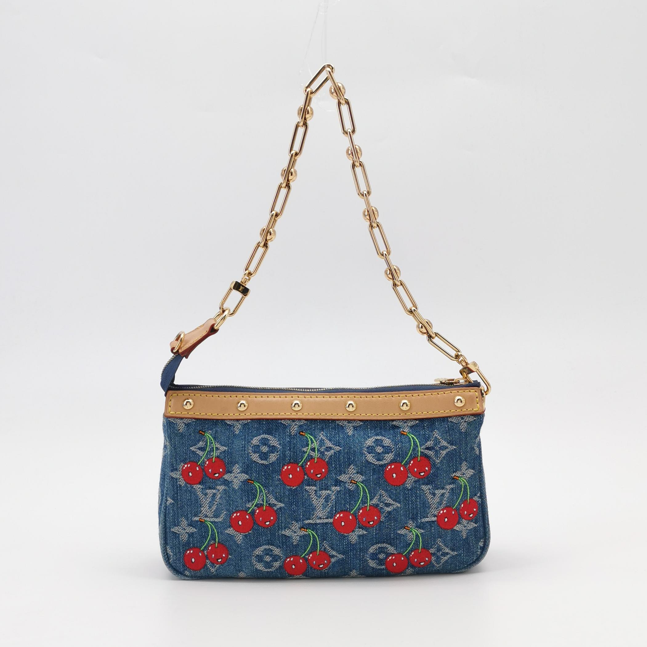 Louis Vuitton(LV) x Takashi Murakami Chain Pochette Accessoires NM Limited Edition Monogram Cerises Denim — photo 3 of 12