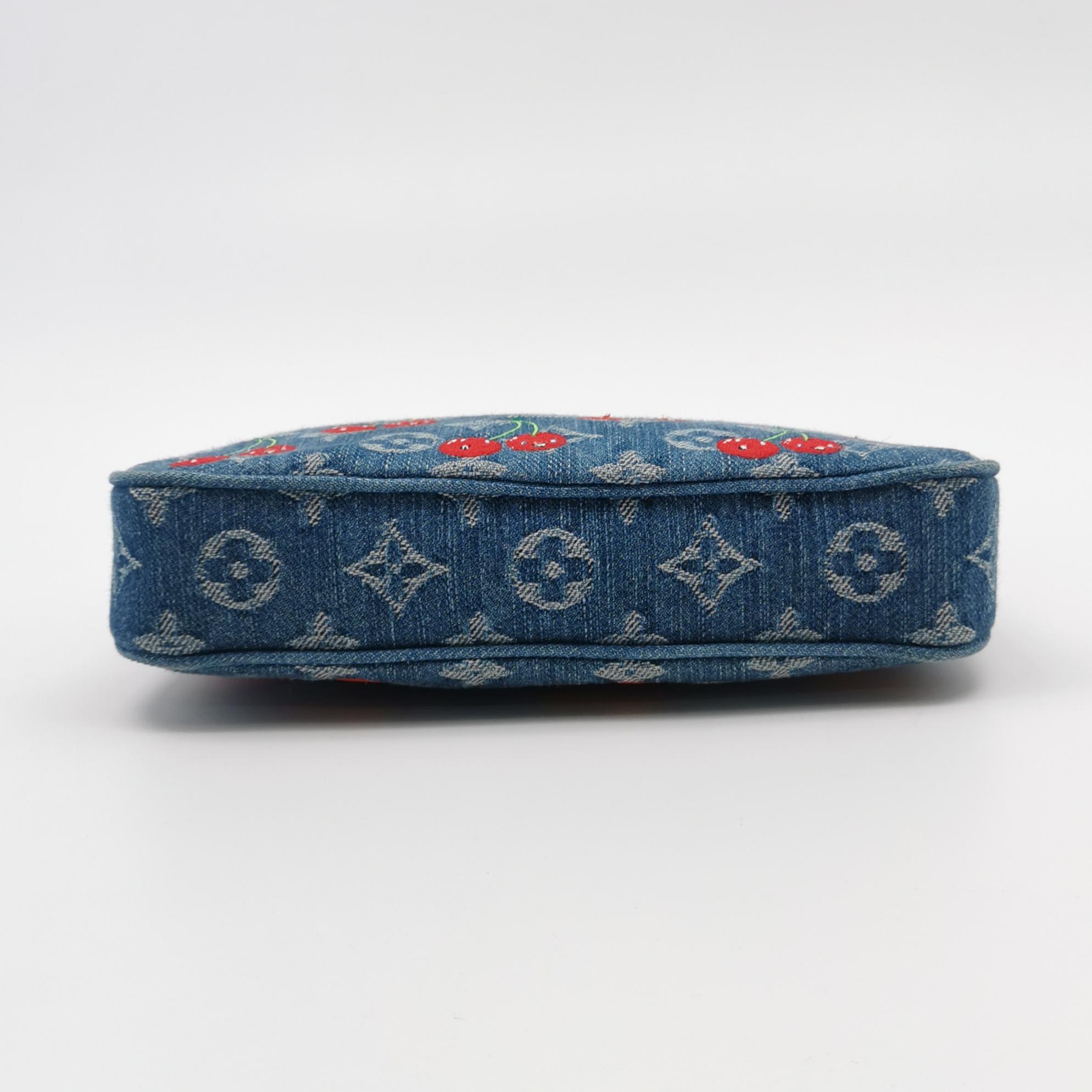 Louis Vuitton(LV) x Takashi Murakami Chain Pochette Accessoires NM Limited Edition Monogram Cerises Denim — photo 6 of 12