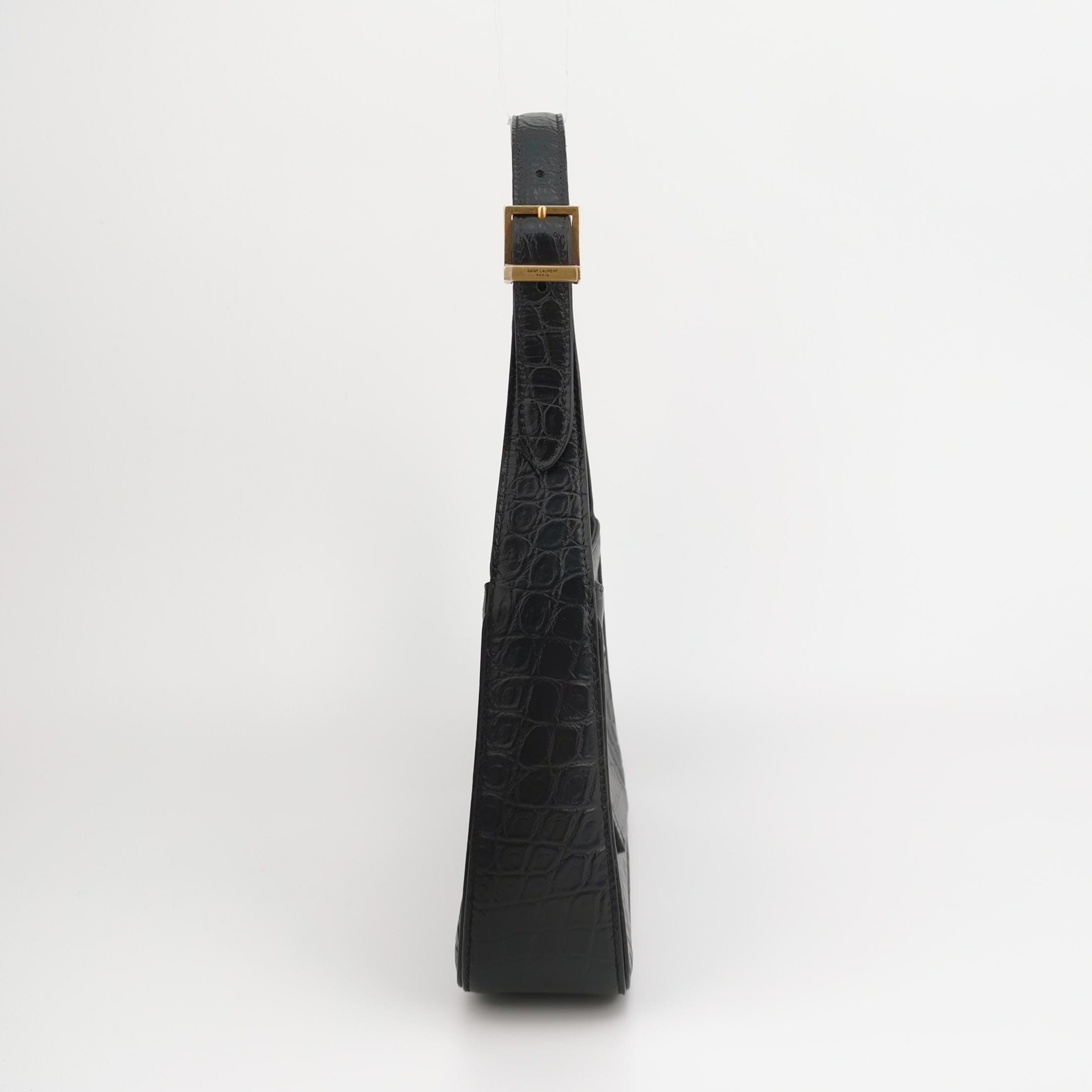 Saint Laurent(YSL) Le 5 a 7 Hobo Crocodile Embossed Leather Small — photo 3 of 14
