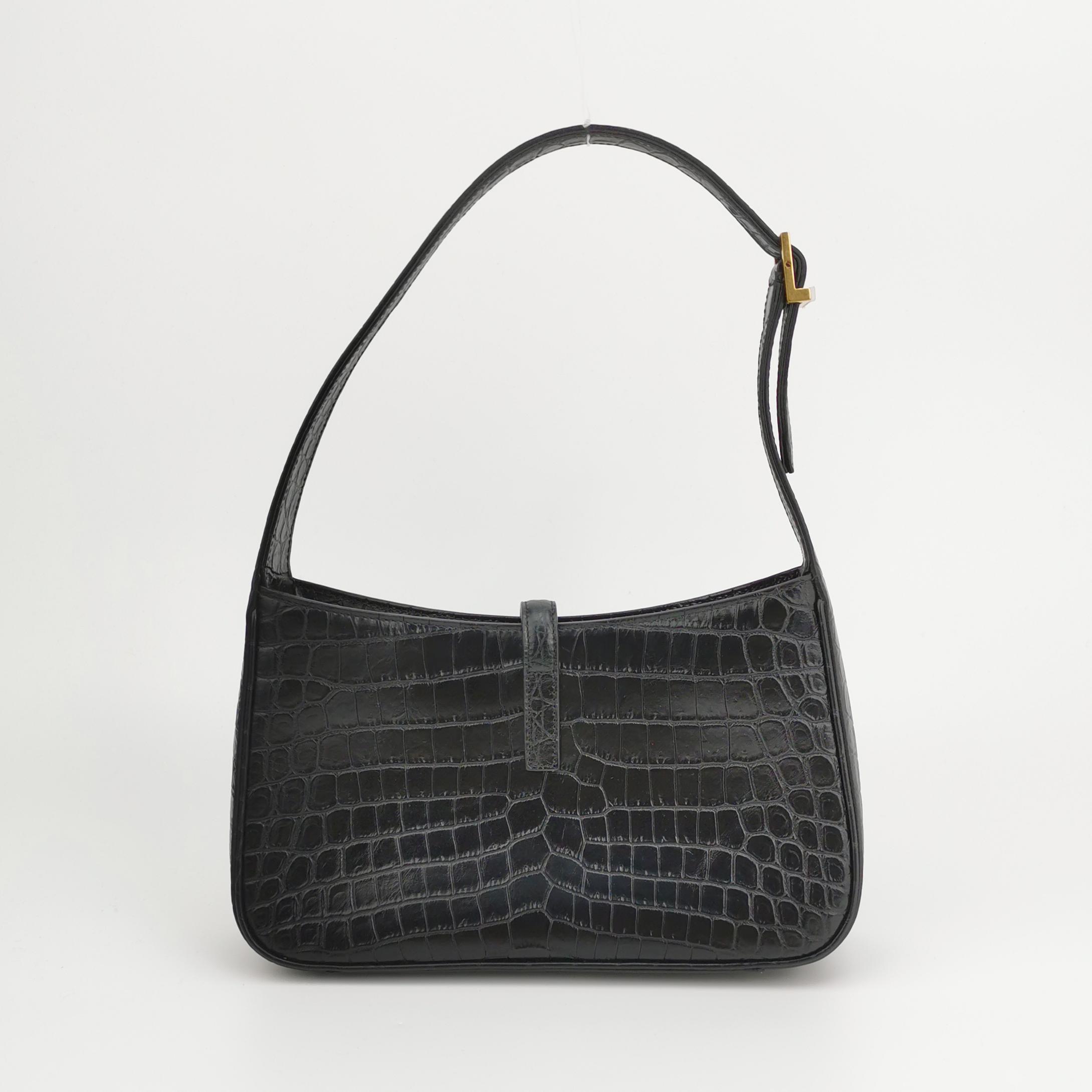 Saint Laurent(YSL) Le 5 a 7 Hobo Crocodile Embossed Leather Small — photo 5 of 14