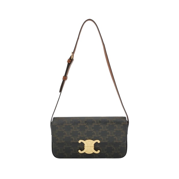 Celine Claude  East-West Shoulder Bag Triomphe Coated Canvas — pre-owned, Vierlot