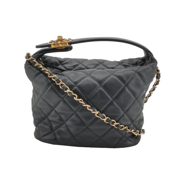 CHANEL CC GHW 19 Hobo Bag 2 Way Shoulder Bag Lambskin Leather Black — pre-owned, Vierlot