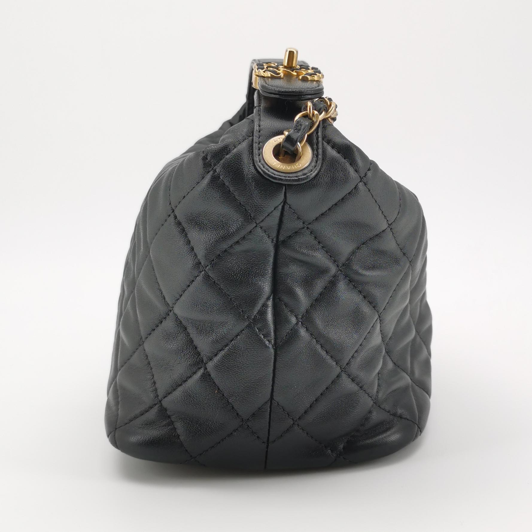 CHANEL CC GHW 19 Hobo Bag 2 Way Shoulder Bag Lambskin Leather Black — photo 3 of 15