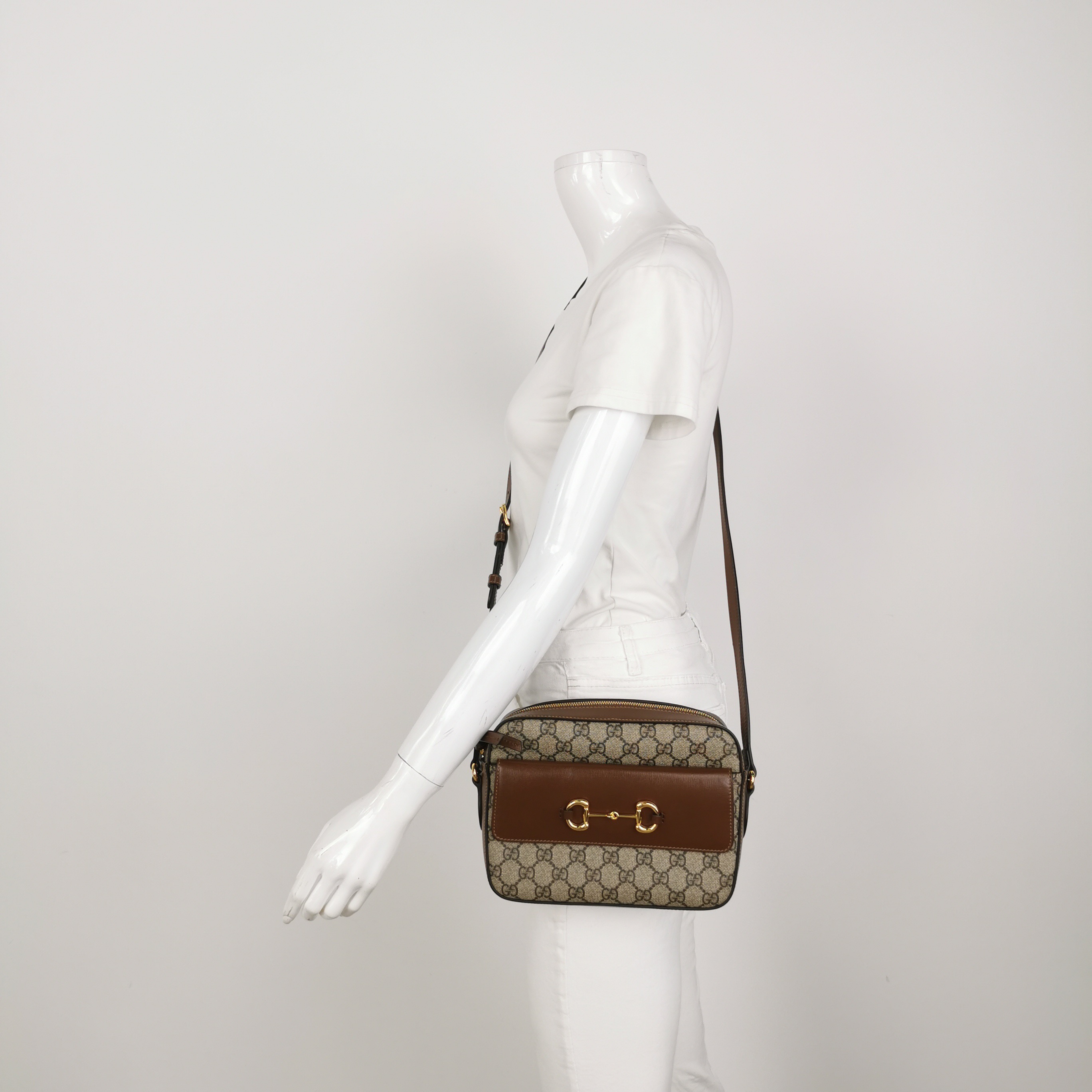 Gucci Horsebit 1955 Flap Pocket Camera Bag GG Coated Canvas and Leather Small — alternate view