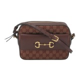 Gucci Horsebit 1955 Flap Pocket Camera Bag GG Coated Canvas and Leather Small — thumbnail 1
