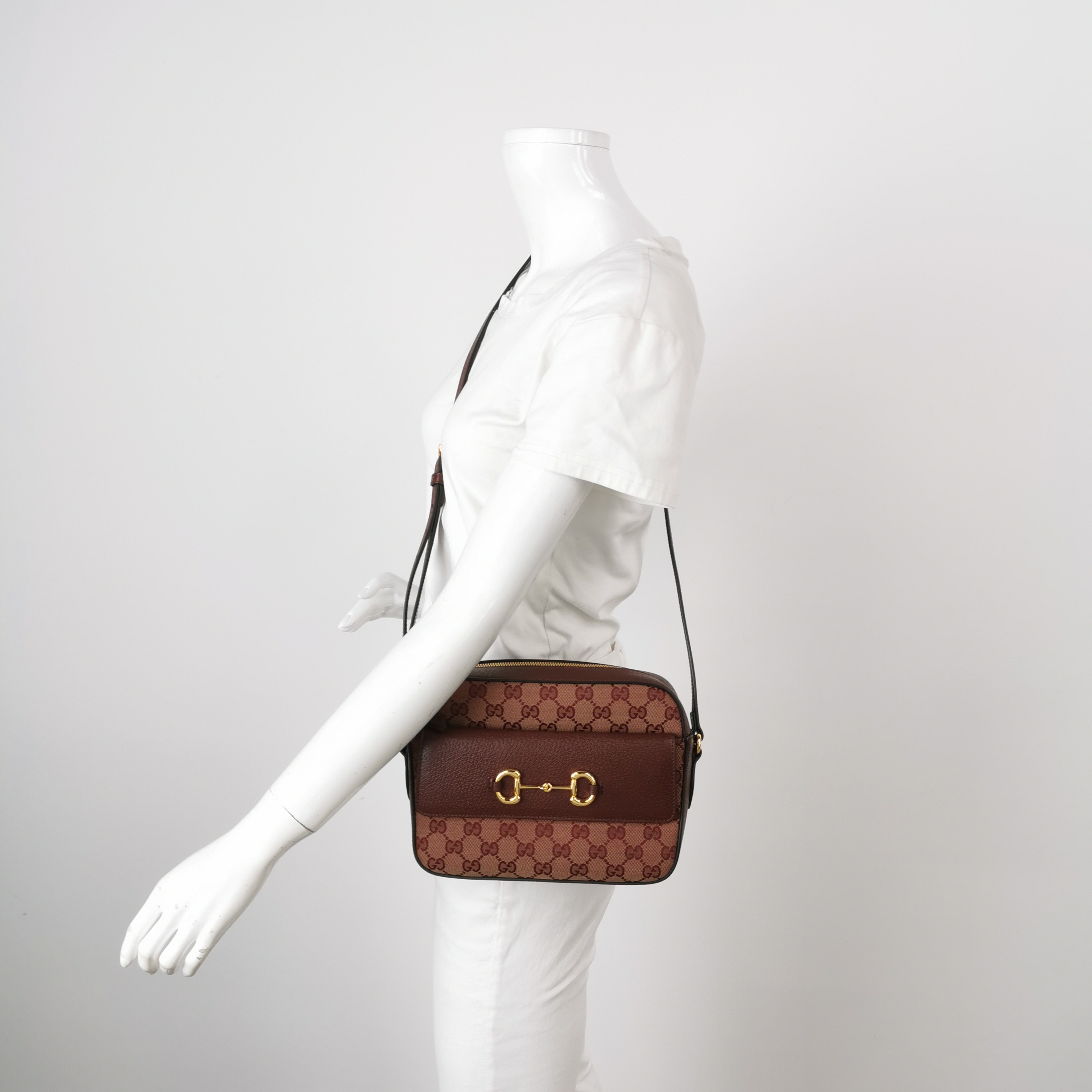 Gucci Horsebit 1955 Flap Pocket Camera Bag GG Coated Canvas and Leather Small — alternate view