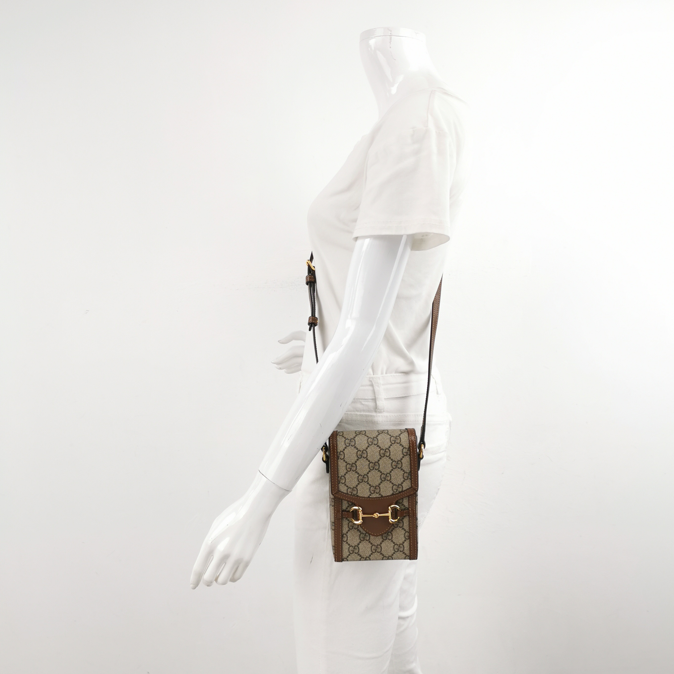 Gucci Horsebit 1955 Crossbody Bag GG Coated Canvas with Leather Mini — alternate view