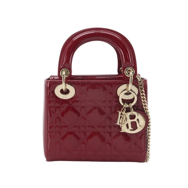 Dior Lady Dior Chain Bag Cannage Quilt Patent Mini — pre-owned, Vierlot