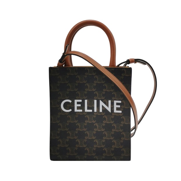 Celine Vertical Cabas Tote Triomphe Coated Canvas Mini — pre-owned, Vierlot