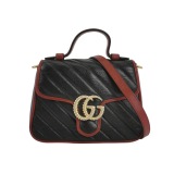 Gucci GG Marmont Top Handle Flap Bag Diagonal Quilted Leather Mini — thumbnail 1