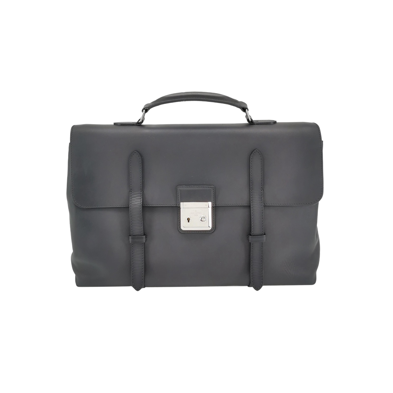 Louis Vuitton(LV) black leather briefcase handbag — photo 1 of 15