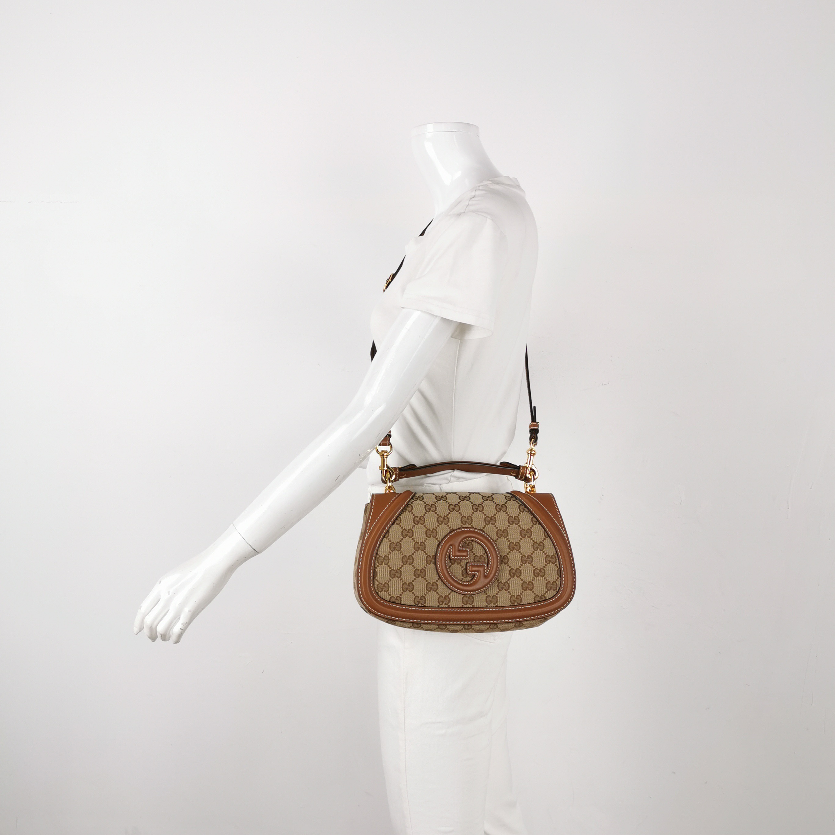 Gucci Blondie NM Top Handle Bag GG Coated Canvas with Leather Medium — alternate view