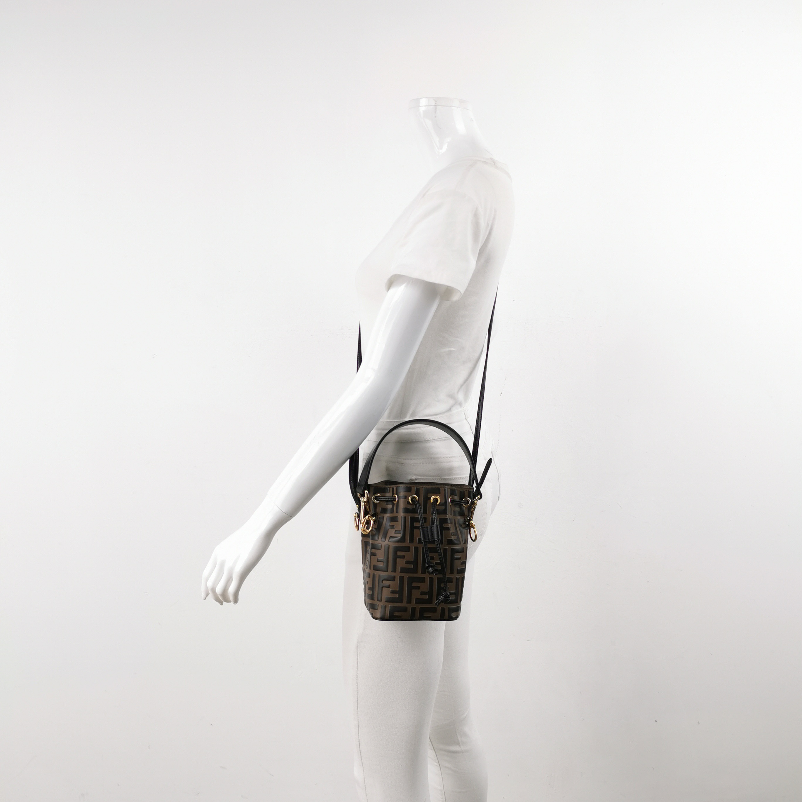 Fendi Mon Tresor Bucket Bag Zucca Embossed Leather Mi — alternate view