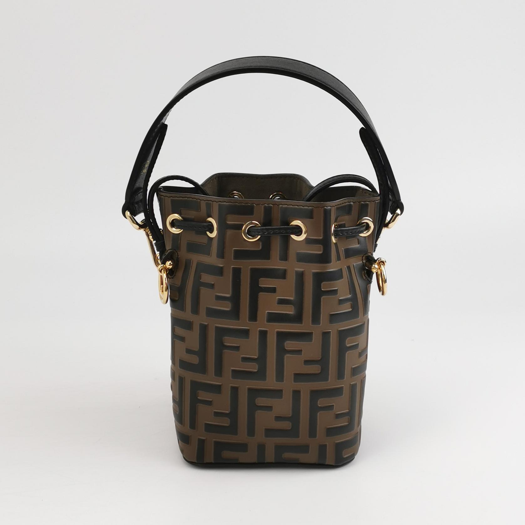 Fendi Mon Tresor Bucket Bag Zucca Embossed Leather Mi — photo 1 of 12