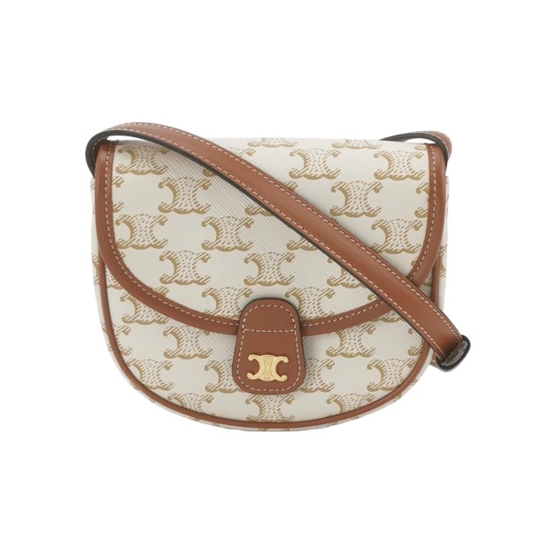 Celine Besace Flap Bag Triomphe Coated Canvas Mini — pre-owned, Vierlot